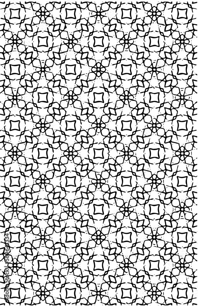 Seamless modern geometric shapes repeat pattern design in black color vector design element 