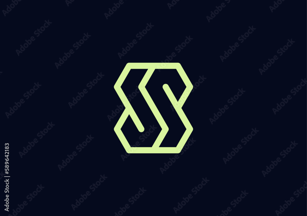 Double letter S based on geometric line design