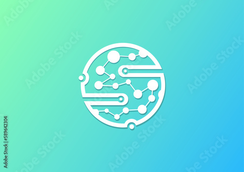 Modern Biotech molecular logo symbol based on initial letter  S