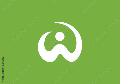 Monogram logo letter W with human symbol