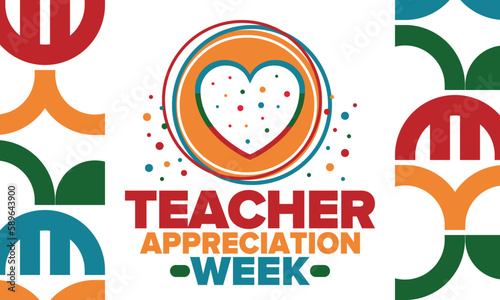 Teacher Appreciation Week in United States. Celebrated annual in May. In honour of teachers who hard work and teach our children. School and education. Student learning concept. Vector illustration