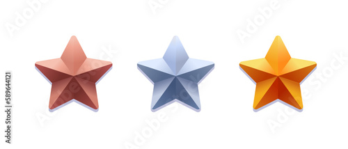 Bronze, silver and gold metallic stars. Perfect for games.