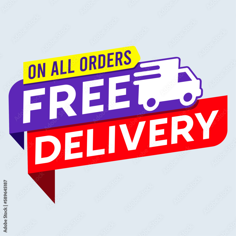 Free shipping on a white background with a van. Free shipping on all orders vector text background for businesses, online store, online retail, companies, promotion. Vector illustration Free shipping on a white background with a van. Free shipping on all orders vector text background for businesses, online store, online retail, companies, promotion. Vector illustration