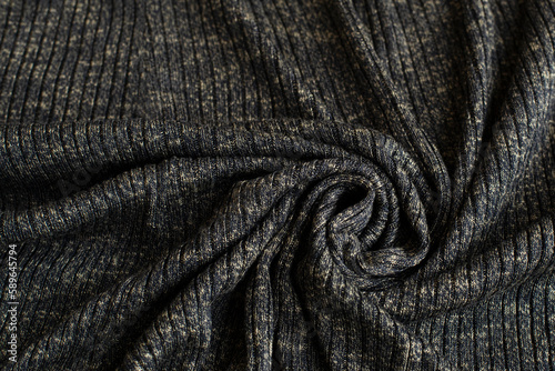 Close up texture of grey knitted fabric cloth