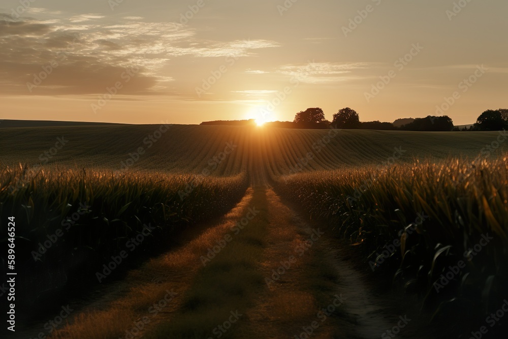 Champ de blé au lever de soleil