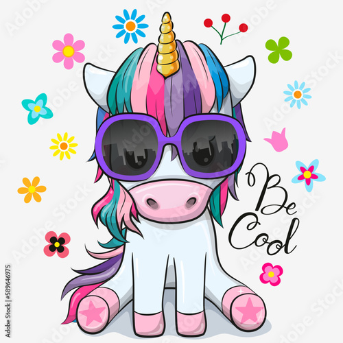 Cute Cartoon Cool unicorn