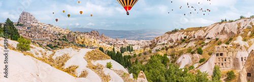 flying and floating hot air balloons in Cappadocia Turkish wonder