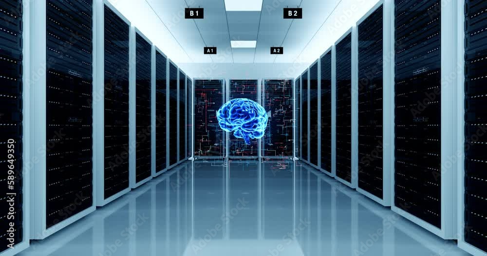 Intelligentized Computer Room Modern AI Server Room Environment. Computer Racks All Around ...