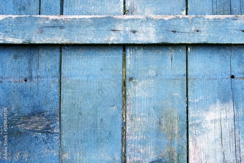 old wooden planks blue cracked patina