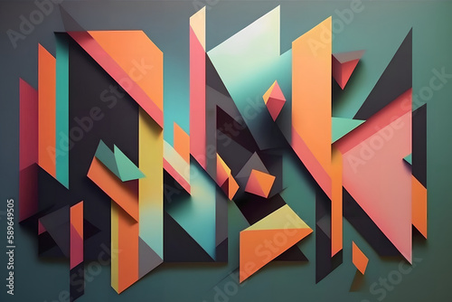 Fototapeta Naklejka Na Ścianę i Meble -  3d rendering of abstract background with cut out shapes in paper art style