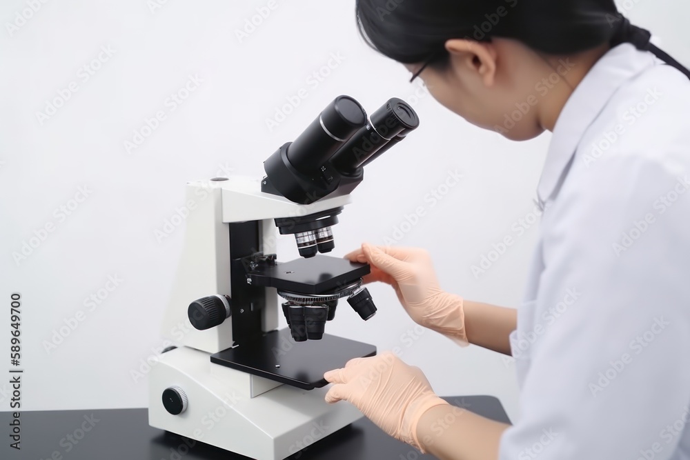 Medical laboratory, scientist hands using microscope for examining samples and liquid, Scientific and healthcare research background Medical laboratory, scientist hands using microscope for examining samples and liquid, Scientific and healthcare research background