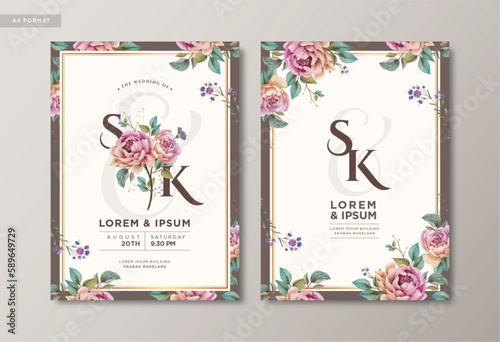 Beautiful wedding invitation card set design