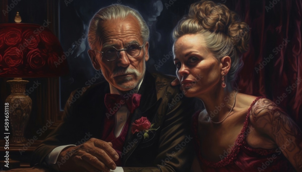 in love, an adult couple of happy people, a man and a girl are hugging in a club, a casino. Beautiful tattooed lover with lover. Generative AI. in love, an adult couple of happy people, a man and a girl are hugging in a club, a casino. Beautiful tattooed lover with lover. Generative AI.