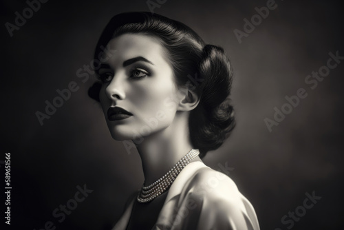 Artistic Portrait of a Graceful Woman in Old Hollywood Style  generative ai