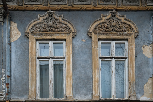 Decorative building facade in Bucharest city, Romania