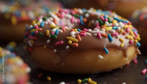 A close-up photo of the sprinkles on top of the donut. Generative AI