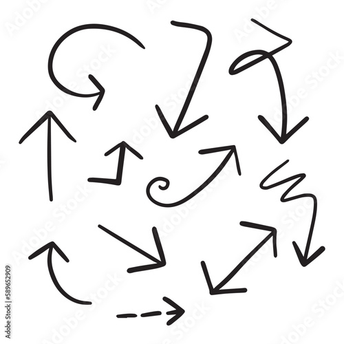 arrows with thin lines and doodle design