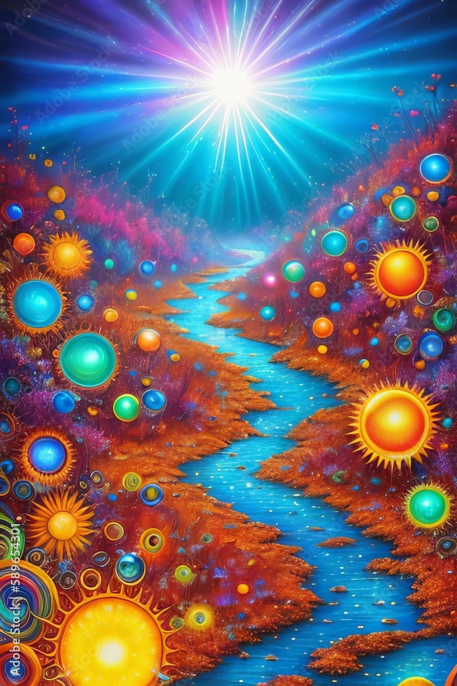 A winding stream of water, a magical river, fantastic nature, generative ai art illustration 18 A winding stream of water, a magical river, fantastic nature, generative ai art illustration 18