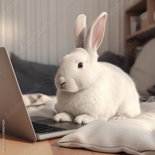 The Easter Bunny Goes Virtual  Bunny with a Laptop  Generative AI