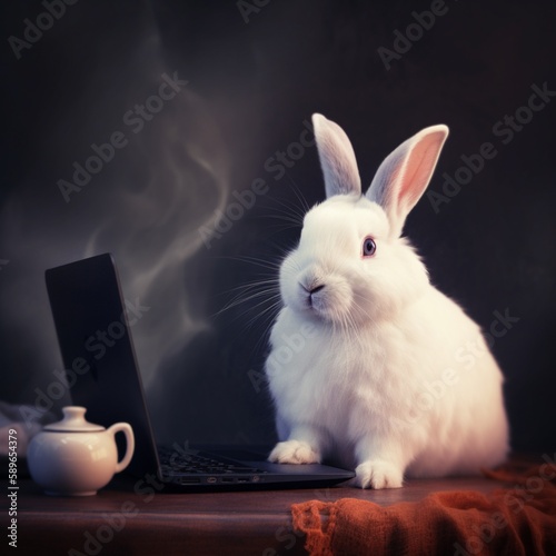 Bunny Business: Easter Bunny Takes on Tech with a Laptop, Generative AI