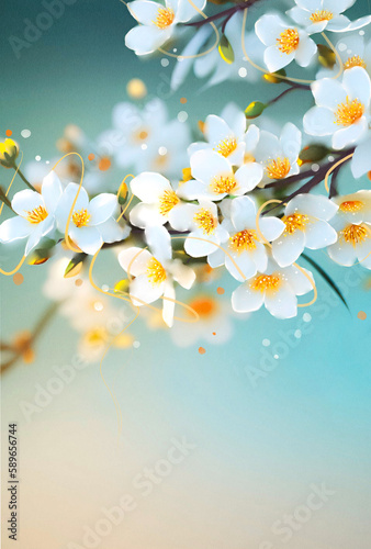 Fototapeta Naklejka Na Ścianę i Meble -  digital painting of watercolor flowers in gentle sunny colors	