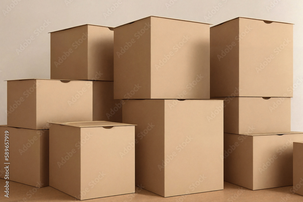 A bunch of cardboard boxes. Generative AI. A bunch of cardboard boxes. Generative AI.