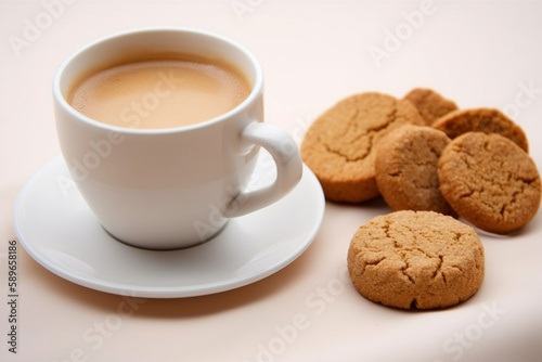 coffee and cookies, cup of coffee and cookies, latte and freshly baked cookies