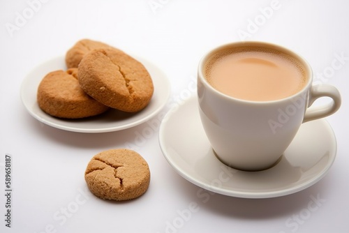 cup of coffee with cookies, coffee and cookies, latte and freshly baked cookies