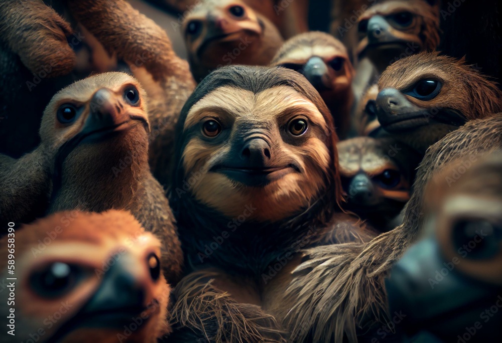 very much sloths, a group of sloths, a murder of sloths, a gang of
