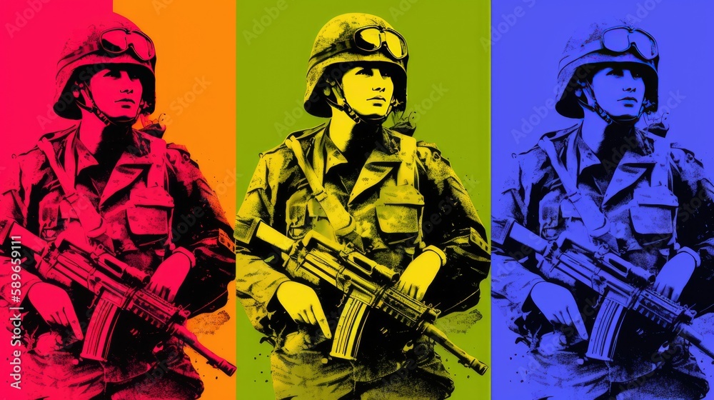 Fototapeta premium armed forced day in Popart style, photographic, generative ai