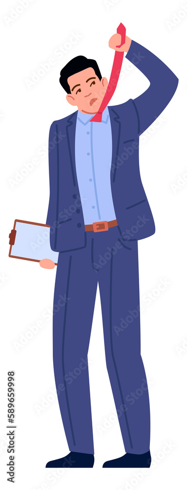 Fototapeta premium Businessman tired from paperwork. Office worker burnout concept