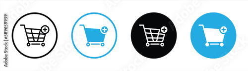 shopping cart icon set. add shopping cart icon symbol sign collection, vector illustration