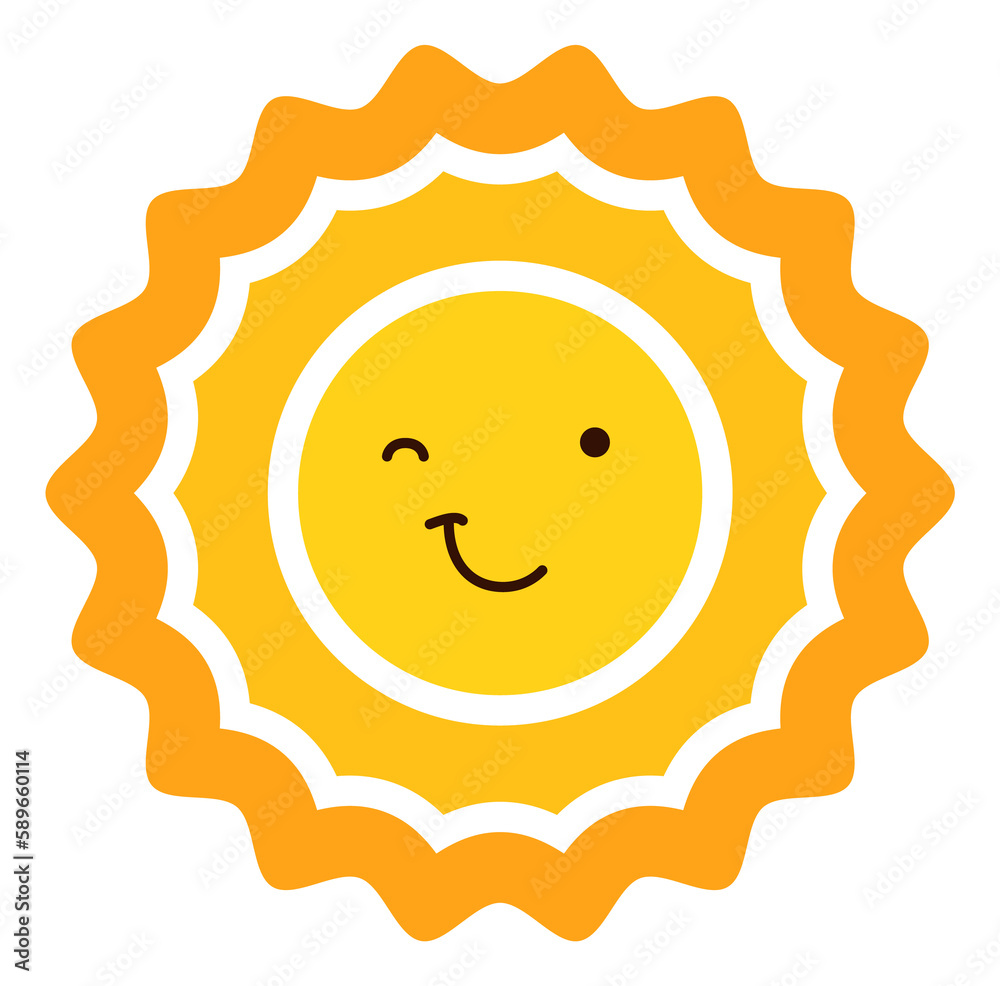 Sun emoticon with wink eye face expression Sun emoticon with wink eye face expression