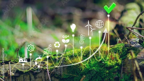 co2 reduce emissions and carbon footprint to limit global warming and climate change. Sustainable development and green business based on renewable energy.Ecology concept 4k video