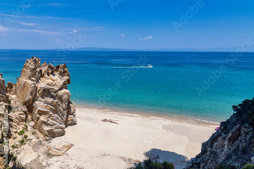 View on calm Fava sand beach near Vourvourou, Greek peninsula Sithonia, Chalkidiki © ververidis
