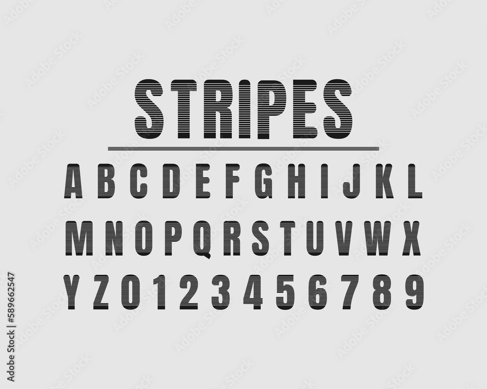 Vector striped font for cool Display or Titles