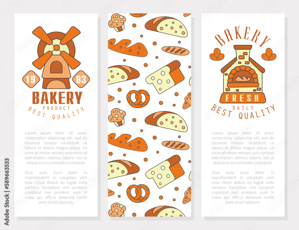 Fototapeta premium Fresh Bread and Bakery Product Card Vector Template