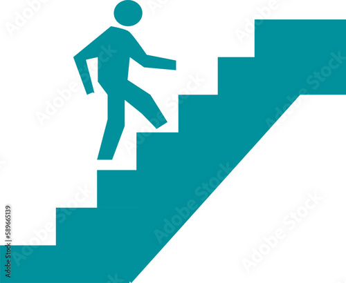 Sign or symbol of Stairs, man walking on stairs
