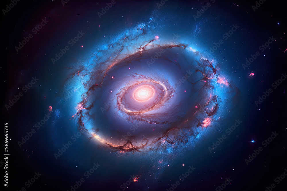 Fototapeta premium generative ai illustration of a blue fantasy galaxy in starry space sky