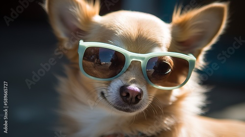 A Chihuahua wearing sunglasses © Emojibb.Family