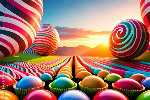 abstract background, easter party theme, egg hunt, rabbits, chocolate, Generative AI, 
