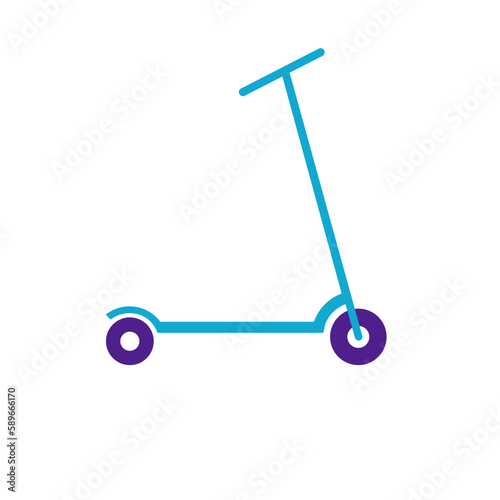 Scootercooter icon. Transport logo. Vehicle silhouete with lightning symbol