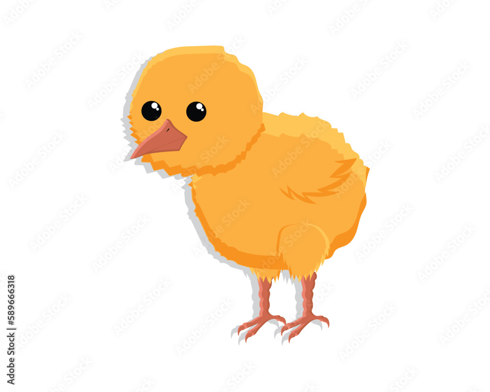 vector illustration design of a cartoon cute bird with round black eyes and yellow color with a small beak and small reddish-brown legs and claws vector illustration design of a cartoon cute bird with round black eyes and yellow color with a small beak and small reddish-brown legs and claws