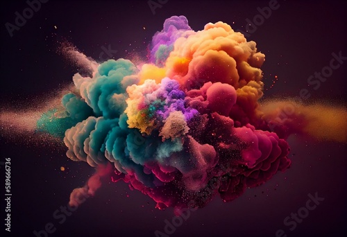 Color Bomb, shiny glitter clouds with colorful particles, background, abstract created with. Generative AI