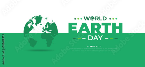 happy world earth day background or banner design template with green color.