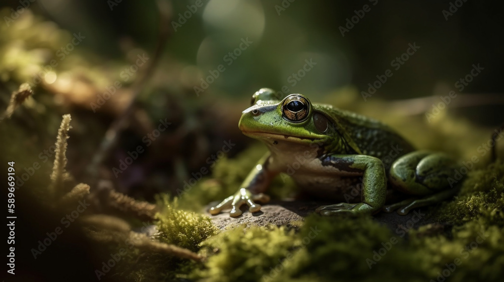 A very cute little frog in forest A very cute little frog in forest
