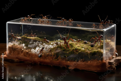 ants in the formicarium photo