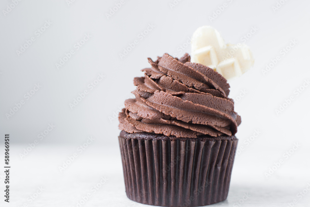 Chocolate cupcake with dark chocolate buttercream, double chocolate