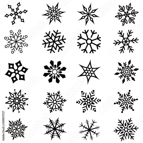Pack of 20 Unique Snowflakes for Your Designs