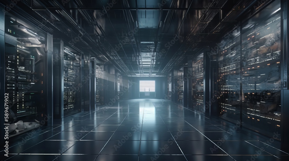 Server room data center. Generative Ai